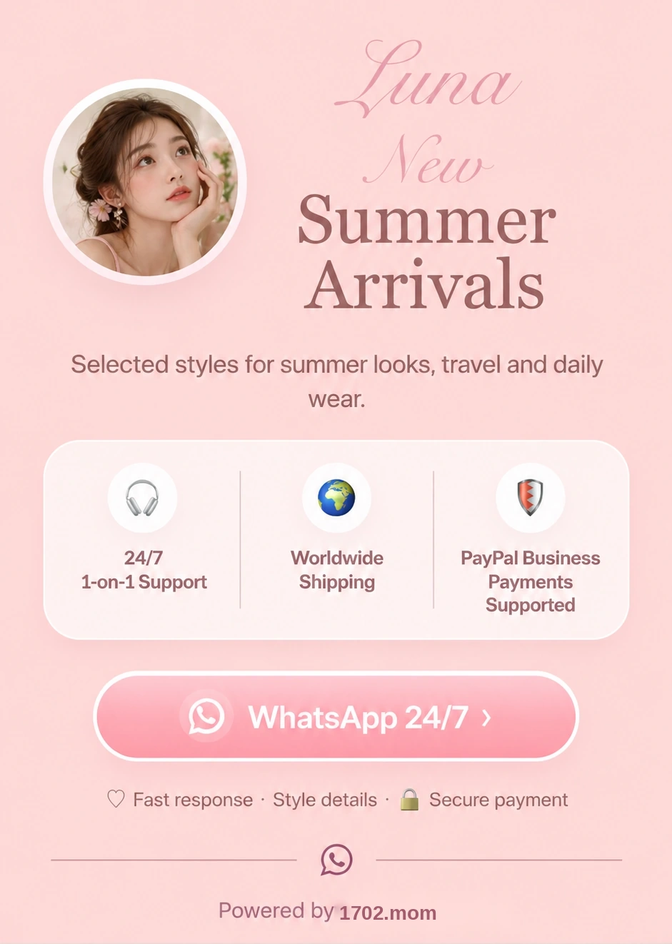 Luna Summer Arrivals with worldwide shipping and 24/7 WhatsApp support
